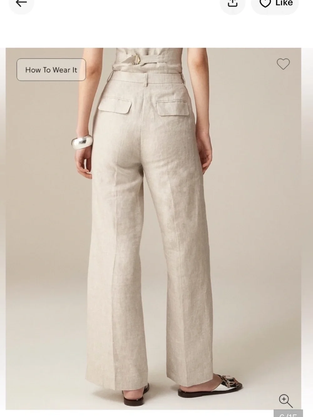 JCrew Linen Pleated Trousers in flax